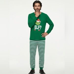 Ekouaer green and white Holiday grinch/elf pajama men’s medium NWT